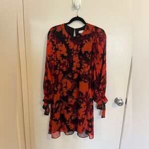Calvin Klein Floral Mini Dress with Balloon Sleeves Size 10